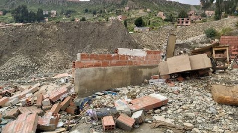 Así quedó una de las viviendas que fue afectada por la mazamorra en Achocalla. (Foto: Claudia Pérez)