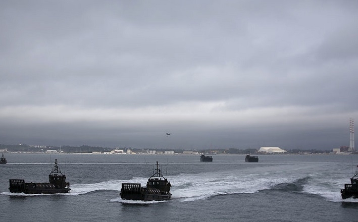 Buques anfibios de la OTAN participan en el ejercicio Trident Juncture en Troia (Portugal). Foto: RT
