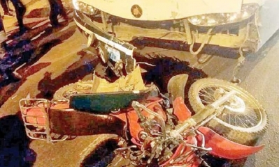 Así quedó la moto de la autoridad/Foto. RRSS