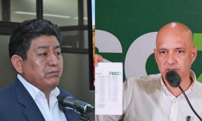 “Se cae la mentira de la ABC (de) que no sabía de la existencia de los acuíferos”, dijo Landívar (der.)
