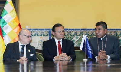 De izquierda a derecha: cancilleres de Argentina, Perú y Bolivia en reunión en Lima. Foto: cancilleria.gob.bo