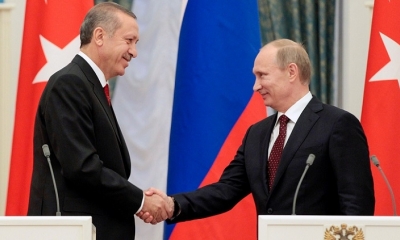 El presidente turco, Recep Tayyip Erdogan y el presidente de Rusia, Vladímir Putin