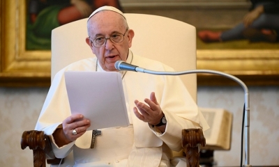 El papa Francisco en su audiencia semanal en el Vaticano, 24 de junio de 2020.