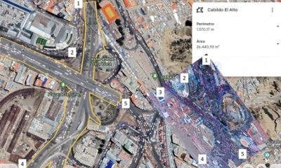 Plano de Google Earth y foto de la agencia ABI.