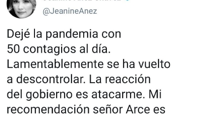 Publicación engañosa de la expresidenta de facto Jeanine Áñez 