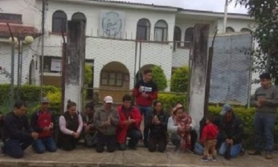 Así pidieron ayuda en la plaza de Monteagudo/Foto. RS
