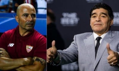 Jorge Sampaoli y Diego Maradona/Foto. RRSS