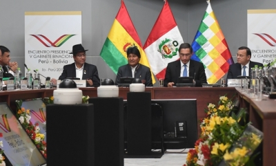 Morales y Vizcarra en el Gabiente Binacional/Foto. ABI