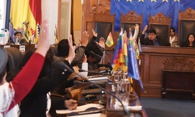 La sesión de los legisladores en el Senado, ayer. ABI