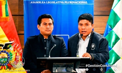Jefes de Bancada del MAS en el Senado y Diputados, Leonardo Loza y Gualberto Arispe.