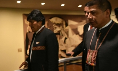 Presidente Evo Morales y el Canciller Fernando Huanacuni. Foto: ABI
