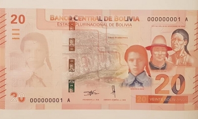 Nuevo Billete de 20 Bolivianos. Foto: RRSS