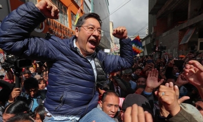 El candidato a la presidencia por el Movimiento al Socialismo (MAS), Luis Arce,