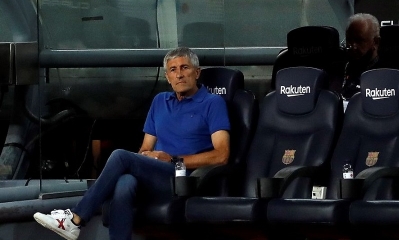 El técnico del Barcelona, Quique Setién