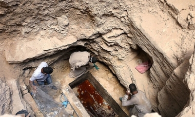 Sarcófago hallado en el barrio de Sidi Gabe, en Alejandría, Egipto.