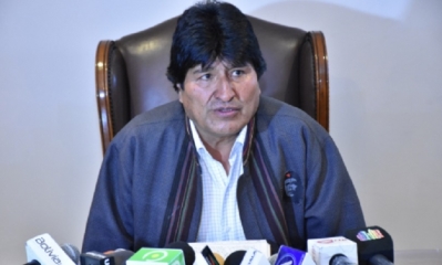 Residencia Presidencial, La Paz. El presidente Evo Morales dio conferencia de prensa sobre el 