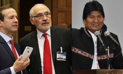 Jorge Quiroga, Carlos Mesa y Evo MoralesU/Foto. Kandire