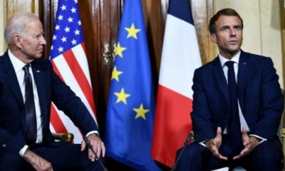 El presidente estadounidense Joe Biden y su homologo francés Emmanuel Macron.| Foto de archivo. | AFP