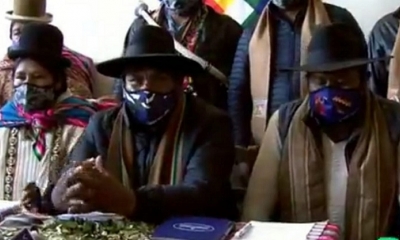 Dirigentes campesinos en conferencia de prensa 