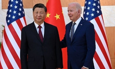 El presidente estadounidense, Joe Biden, junto a su homólogo chino, Xi Jinping. | Fuente: AFP