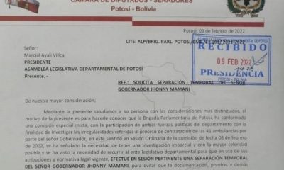 Hay más pedidos para el alejamiento del gobernador de Potosí.