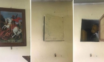 Detrás de este cuadro había una bóveda en la escondían el alcohol | Foto: EL DEBER