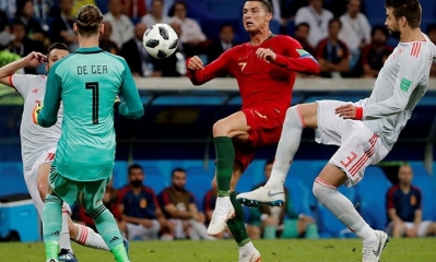 La estrella de Portugal anotó el primer triplete del Mundial este viernes ante España (3-3). Foto: RT