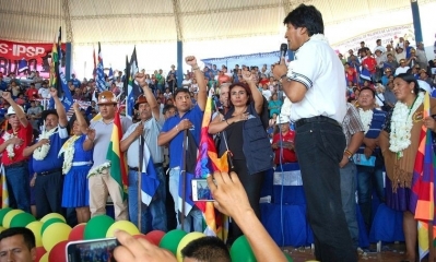 Evo Morales, durante un congreso del MAS, en Chuquisaca.