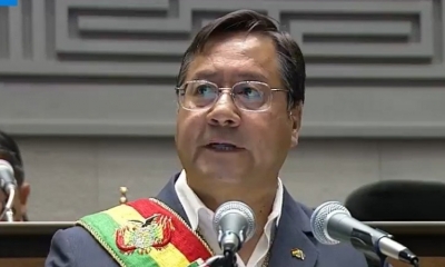 El presidente Luis Arce, el lunes 8 de noviembre de 2021, en la Asamblea Legislativa.