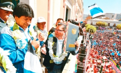 l anuncio de la nueva prestación de pensiones convocó a una gran cantidad de transportistas en La Paz. Foto: El Deber