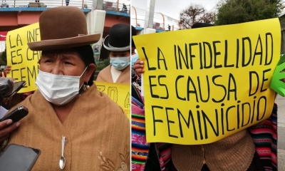 Mujeres del CDIMA se pronunciaron en El Alto. Foto: ERBOL.