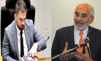 El ministro Eduardo del Castillo y el expresidente Carlos Mesa.