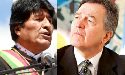 Evo Morales y Roberto Ampuero/Foto. Kandire
