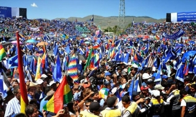 Foto / Archivo: Una concentración del Movimiento Al Socialismo (MAS) de Bolivia en apoyo al presidente Evo Morales.