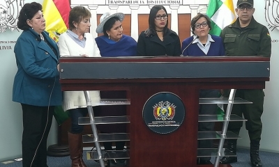 La Viceministra de Igualdad de Oportunidades, Estefania Morales, en conferencia de prensa.