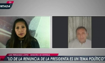 Asuntos Centrales, “En Portada”, el ministro de Defensa del gobierno de facto de Jeanine Áñez, Fernando López