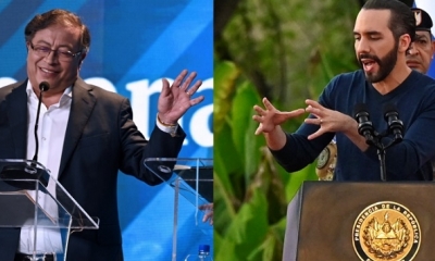Gustavo Petro, presidente de Colombia y Nayib Bukele, presidente de El Salvador
