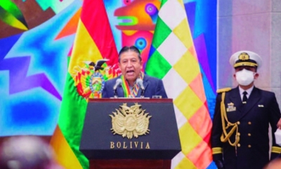 El vicepresidente David Choquehuanca da su discurso el 22 de enero. / Foto: Vicepresidencia.