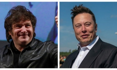Fotos: Javier Milei (Dragomir Yankovic /Aton Chile / FocoUy) -Elon Musk (Adam S. Davis / EFE)