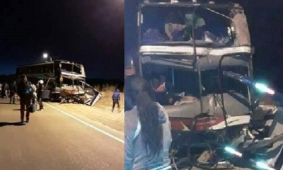Así quedo la flota donde se trasladaban los estudiantes/Foto. RRSS