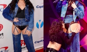 La ex estrella de Disney se mostró muy arriesgada sobre el escenario de un recital organizado por iHeart Radio