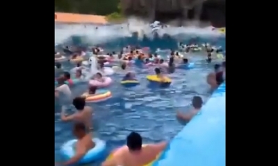 Una falla en los equipos electrónicos de una piscina provocó que las olas adquirieran un tamaño excesivo/Foto. Captura de pantalla