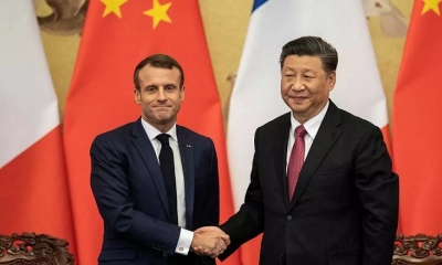 Emmanuel Macron y Xi Jinping en Beijing. | Fuente: AFP