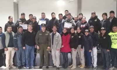 Participantes de la Policía Boliviana de Yacuiba en el curso de actualización 