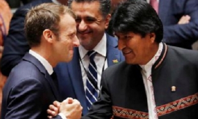 Emmanuel Macron y Evo Morales/Foto. RRSS