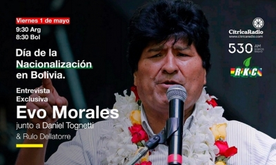 Con este banner, se promocionó la entrevista a Morales en Argentina