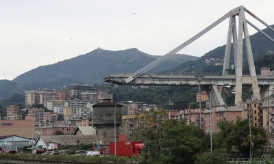 El puente colapsado de Morandi, Génova, Italia