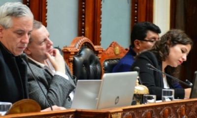 Ariana Campero en plena interpelación/Foto. ABI