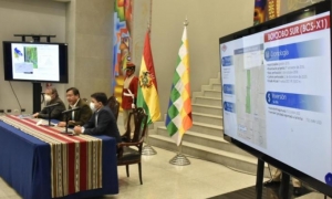 Conferencia de prensa donde el presidente Luis Arce anunció el descubrimiento del megacampo hidrocarburífero Boicobo Sur X-1 | Los Tiempos 