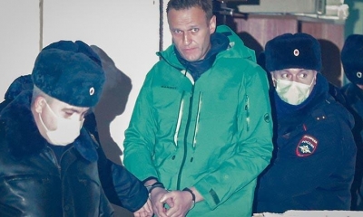 Alexéi Navalni es arrestado en Moscú, el 18 de febrero de 2021. | EFE